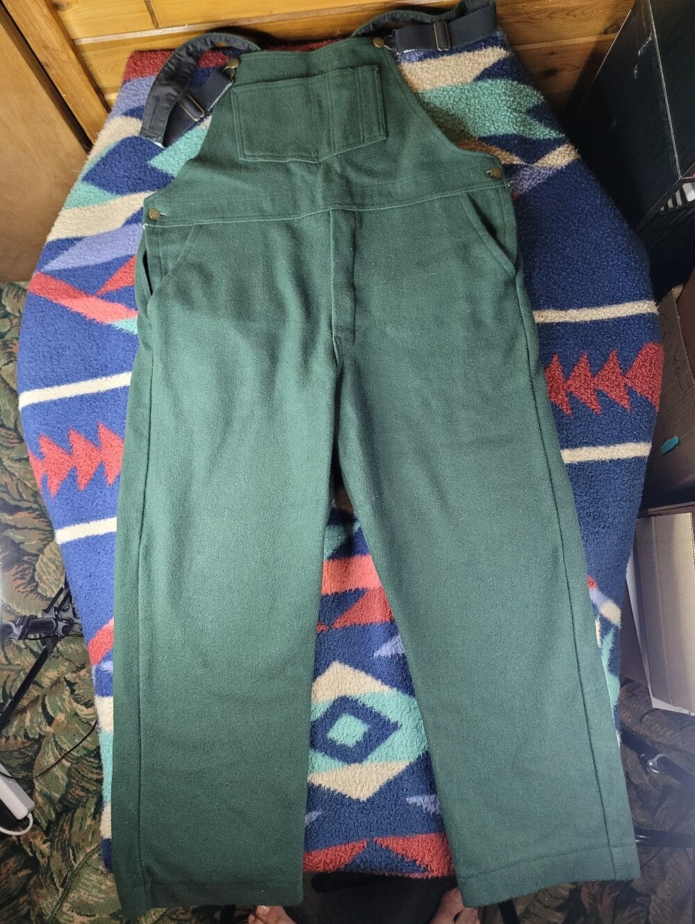 Vintage Codet Overalls Mens Large 42x27 Green Wool Bibs 194 Hunting